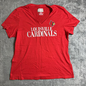 LOUISVILLE CARDINALS Women's Red V-neck College T-Shirt Size XL NWOT